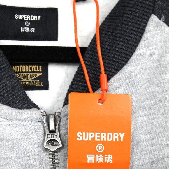 Superdry Crossing Lines Men's Jersey Bomber Jacket Grey & Blue Size 2XL - Picture 5 of 7